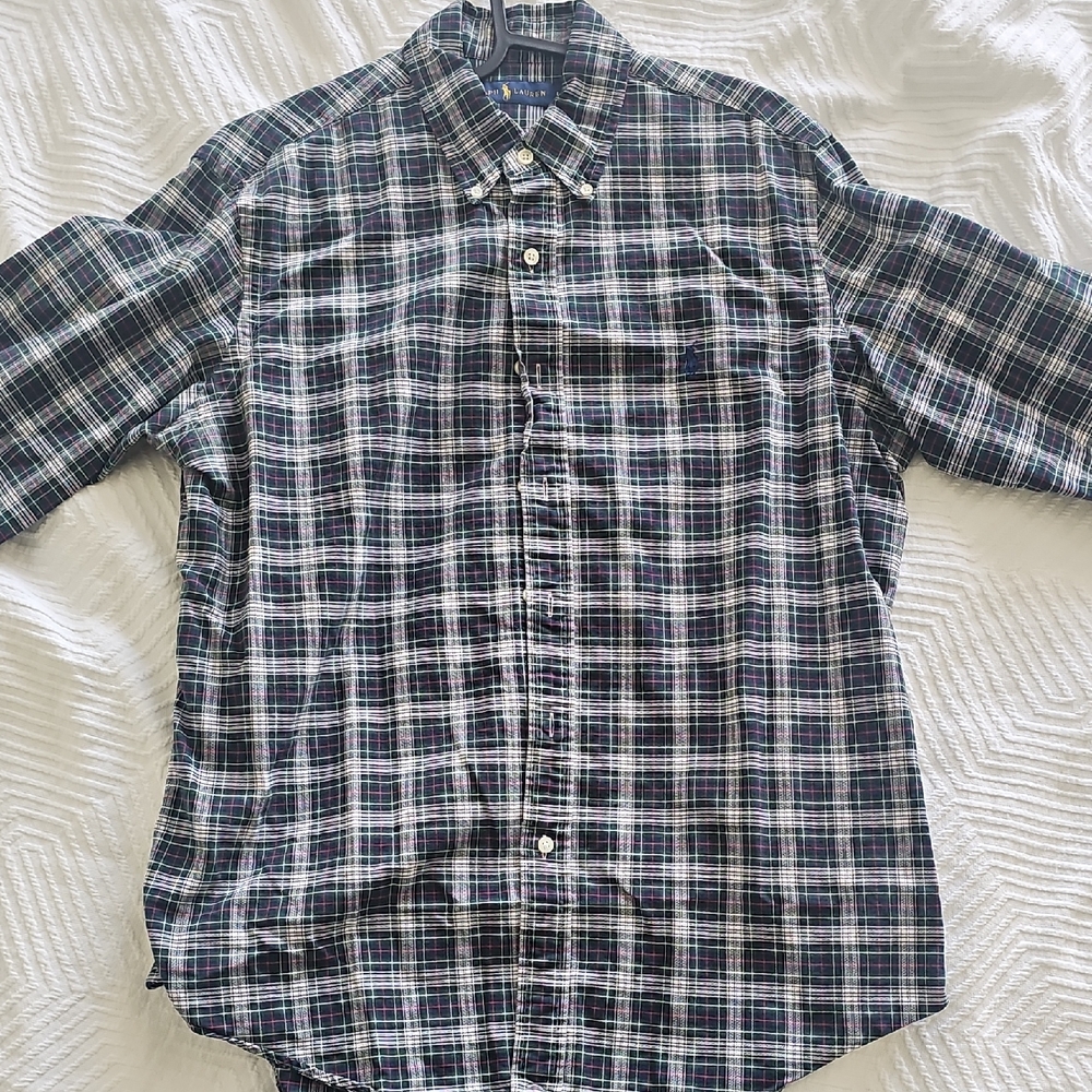 Ralph Lauren Navy and Green Plaid Casual Shirt